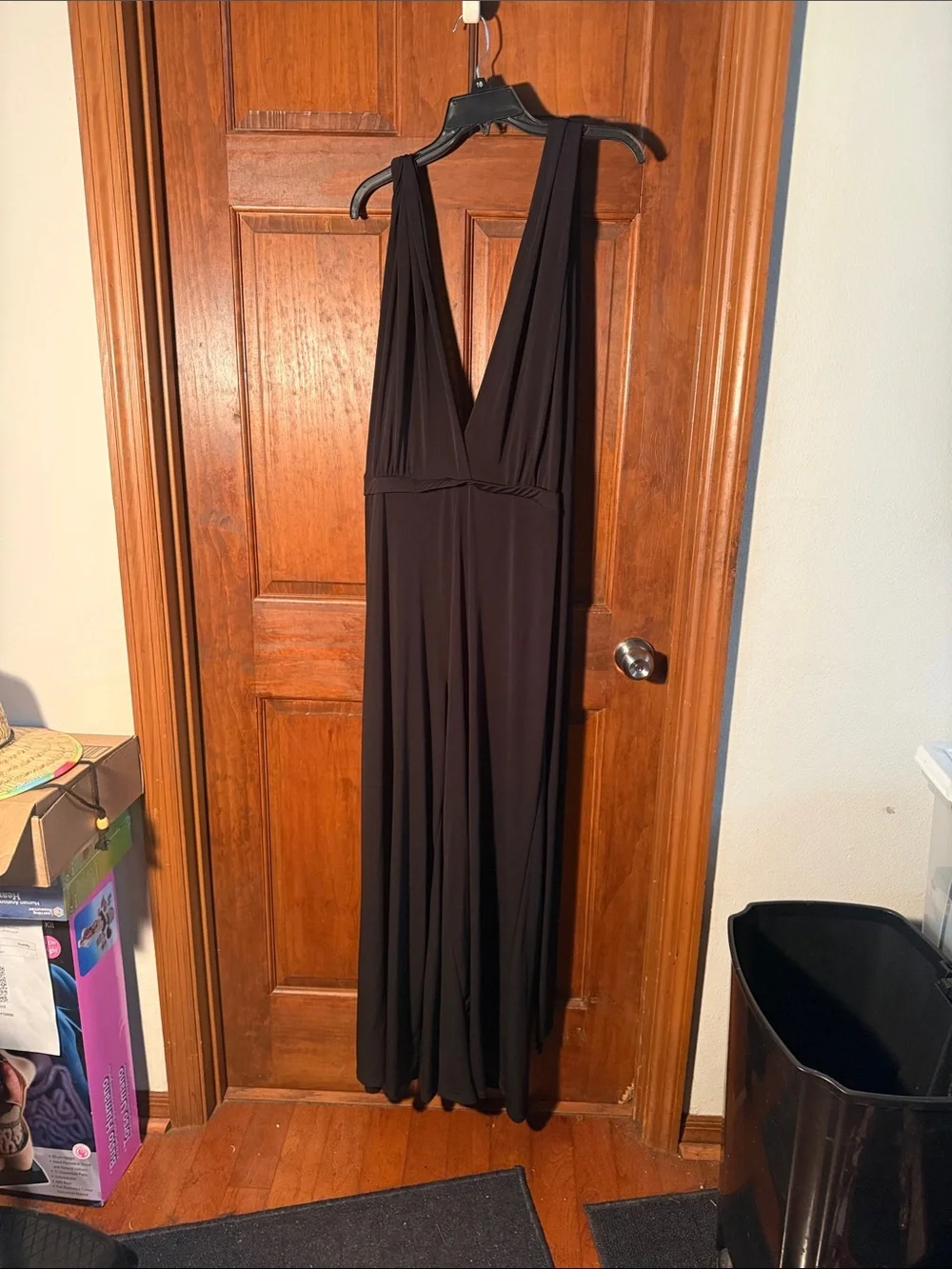 Nordstrom Black V-Neck Maxi Jumpsuit - Picture 1 of 7